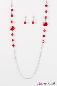 Paparazzi "More Mimosas " Red Necklace & Earring Set Paparazzi Jewelry