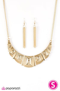 Paparazzi "Adventure Queen" Gold Necklace & Earring Set Paparazzi Jewelry