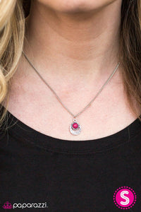 Paparazzi "Natural Nomad" Pink Stone Textured Silver Tone Necklace & Earring Set Paparazzi Jewelry