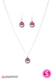 Paparazzi "Natural Nomad" Pink Stone Textured Silver Tone Necklace & Earring Set Paparazzi Jewelry