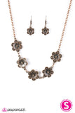 Paparazzi "The Earth Laughs In Flowers" Copper Daisy Flower Frame Necklace & Earring Set Paparazzi Jewelry