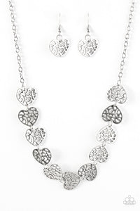 Paparazzi "With My HOLE Heart" Silver Necklace & Earring Set Paparazzi Jewelry