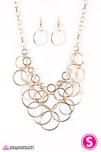 Paparazzi "Step Into The Bling Ring" Gold Necklace & Earring Set Paparazzi Jewelry