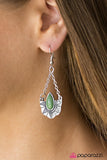 Paparazzi "Savanna Cruise" Green Bead Tribal Silver Tone Earrings Paparazzi Jewelry