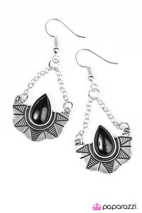 Paparazzi "Savanna Cruise" Black Bead Tribal Silver Etched Earrings Paparazzi Jewelry