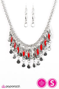 Paparazzi "Wonderfully Wild" FASHION FIX Red Necklace & Earring Set Paparazzi Jewelry