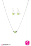 Paparazzi "Natures Song" Green Stone Pendant Silver Necklace & Earring Set Paparazzi Jewelry