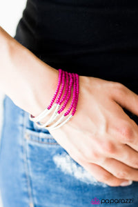 Paparazzi "Shimmer Over Here" Pink Seed Bead Silver Metallic Accent Bracelet Paparazzi Jewelry