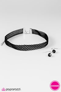 Paparazzi "Expand On That" Black Elastic Choker Necklace & Earring Set Paparazzi Jewelry