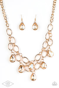Paparazzi "Show-Stopping Shimmer" Gold Necklace & Earring Set Paparazzi Jewelry