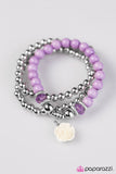 Paparazzi "Valley Of Flowers" Purple Silver and Clear Bead White Flower Charm Stretchy Bracelet Paparazzi Jewelry