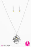 Paparazzi "One In A MEDALLION" Yellow Necklace & Earring Set Paparazzi Jewelry