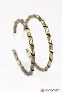 Paparazzi "Jam Session" Brass Ribbon Design Hoop Earrings Paparazzi Jewelry