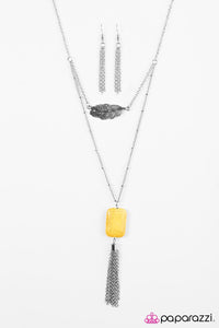 Paparazzi "Mojave Mesas" Yellow Necklace & Earring Set Paparazzi Jewelry