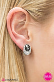 Paparazzi "Command and Shine" Smoky White Rhinestone Silver Tone Clip-On Earrings Paparazzi Jewelry