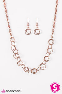 Paparazzi "One RING Leads To Another" Copper Etched Rings Necklace & Earring Set Paparazzi Jewelry