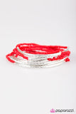 Paparazzi "Shimmer Over Here" Red Seed Bead Silver Metallic Accent Bracelet Paparazzi Jewelry