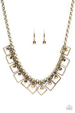 Paparazzi VINTAGE VAULT "GEO Down In History" Brass Necklace & Earring Set Paparazzi Jewelry
