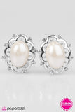 Paparazzi "Over The Regal Limit" White Clip On Earrings Paparazzi Jewelry