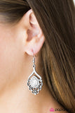 Paparazzi "I Think I Glam" Silver Teardrop White Rhinestone Vintage Inspired Earrings Paparazzi Jewelry