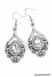 Paparazzi "I Think I Glam" Silver Teardrop White Rhinestone Vintage Inspired Earrings Paparazzi Jewelry