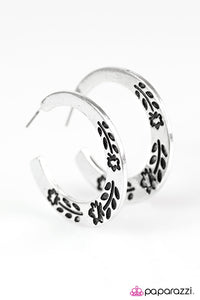 Paparazzi "Spring It On" Silver Hoop Flower Etched Earrings Paparazzi Jewelry