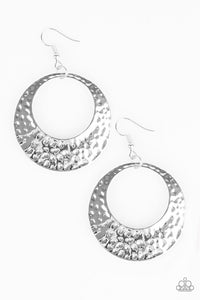 Paparazzi "Casual Shimmer" Silver Hammered Hoop Earrings Paparazzi Jewelry