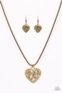 Paparazzi "FILIGREE Your Heart With Love" Brass Necklace & Earring Set Paparazzi Jewelry