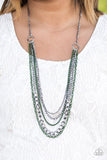 Paparazzi "Moto Motivation" Green Necklace & Earring Set Paparazzi Jewelry