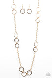 Paparazzi "Has A Ring To It" Gold Necklace & Earring Set Paparazzi Jewelry