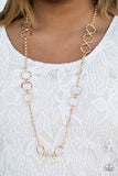 Paparazzi "Has A Ring To It" Gold Necklace & Earring Set Paparazzi Jewelry