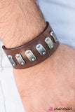 Paparazzi "Marked Man" Brown Leather Silver Accent Urban Bracelet Unisex Paparazzi Jewelry