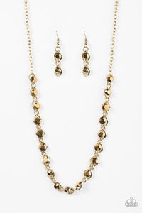 Paparazzi "She's A Glam Eater" Brass Necklace & Earring Set Paparazzi Jewelry