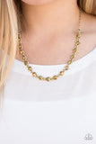 Paparazzi "She's A Glam Eater" Brass Necklace & Earring Set Paparazzi Jewelry