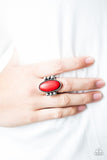 Paparazzi "Skipping SANDSTONES" Red Stone Oval Silver Tone Ring Paparazzi Jewelry