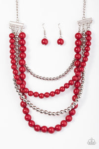 Paparazzi "A FOUR-ce To Be Reckoned With" Red Necklace & Earring Set Paparazzi Jewelry