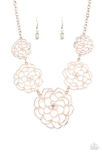Paparazzi "Crowned Carnation" Rose Gold Necklace & Earring Set Paparazzi Jewelry