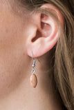 Paparazzi "Contemporary ARTISAN" Brown Stone Pendant Silver Tone Necklace & Earring Set Paparazzi Jewelry