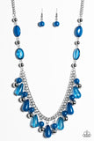 Paparazzi "HUEs She?" Blue Bead Silver Tone Necklace & Earring Set Paparazzi Jewelry