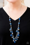 Paparazzi "HUEs She?" Blue Bead Silver Tone Necklace & Earring Set Paparazzi Jewelry