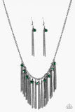 Paparazzi "In For The Long RUNWAY" Green Necklace & Earring Set Paparazzi Jewelry