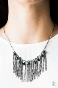 Paparazzi "In For The Long RUNWAY" Green Necklace & Earring Set Paparazzi Jewelry