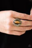 Paparazzi "Seasonal Shimmer" Brass Frame Brown Moonstone Ring Paparazzi Jewelry