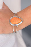 Paparazzi "Mesa Falls" Orange Stone Silver Frame Hinged Bracelet Paparazzi Jewelry