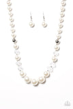 Paparazzi "GLAM Straight!" White Necklace & Earring Set Paparazzi Jewelry