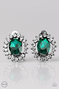 Paparazzi "Glitter Glamour" Green Clip-On Earrings Paparazzi Jewelry