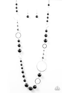 Paparazzi "Lady Etiquette" Black Necklace & Earring Set Paparazzi Jewelry