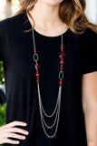 Paparazzi "Jewel Jackpot" Red Jewel Bead Silver Tone Necklace & Earring Set Paparazzi Jewelry