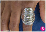 Paparazzi "Graded on a Curve - White" ring Paparazzi Jewelry