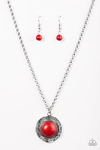 Paparazzi "Course of Nature" Red Necklace & Earring Set Paparazzi Jewelry